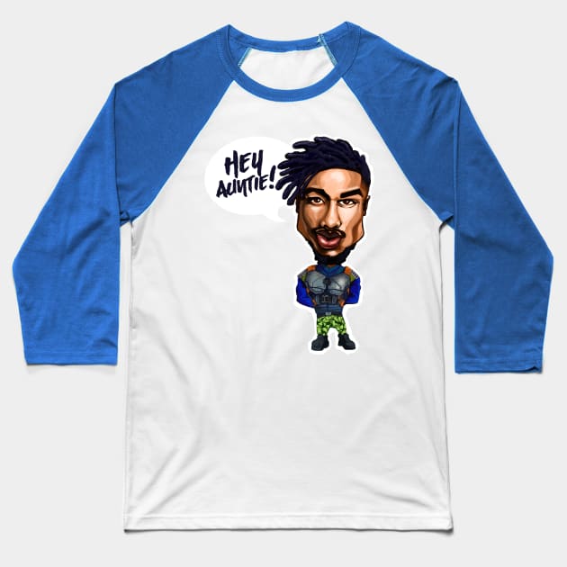 Killmonger - Hey Auntie! Baseball T-Shirt by lsjordan